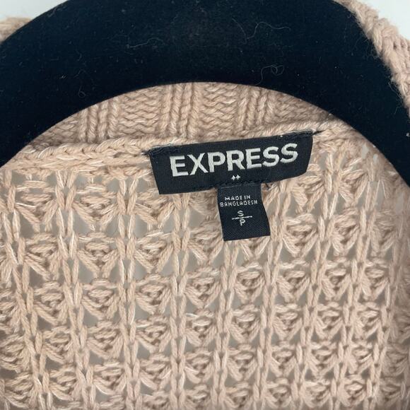 Express Women's Beige Cotton Blend Knit Cardigan with Pockets Size Small - Picture 3 of 5